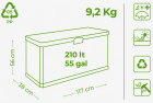 Skrzynia ogrodowa Omega 117x38x56 210L grafit  (3)