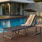 Leżak ogrodowy Osaka składany z daszkiem (5)